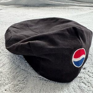 The Vintage Line PEPSI Vintage Newsboy Cap Black With Snap & Back Logo 1980s EUC